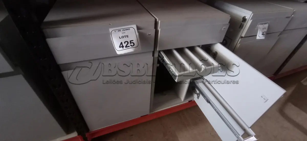LOTE 425 - 02 ARMÁRIOS PARA CPU COM 01 PORTA E 01 GAVETA. (NO ESTADO) ATENÇÃO! FAZER A VISITAÇÃO ANTES DE ARREMATAR, NÃO SABEMOS SE FUNCIONA, LEILÃO NÃO TEM GARANTIA E NEM DEVOLUÇÃO, SUJEITO A POSSÍVEIS AVARIAS VISÍVEIS/OCULTAS E/OU AUSÊNCIA DE COMPONENTES.