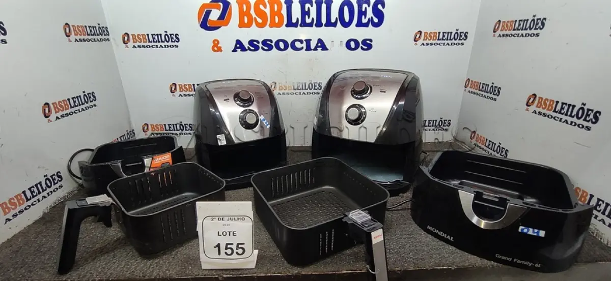 LOTE 155 - 02 AIR FRYERS 220V MARCA MONDIAL. (NO ESTADO) ATENÇÃO! FAZER A VISITAÇÃO ANTES DE ARREMATAR, NÃO SABEMOS SE FUNCIONA, LEILÃO NÃO TEM GARANTIA E NEM DEVOLUÇÃO, SUJEITO A POSSÍVEIS AVARIAS VISÍVEIS/OCULTAS E/OU AUSÊNCIA DE COMPONENTES.