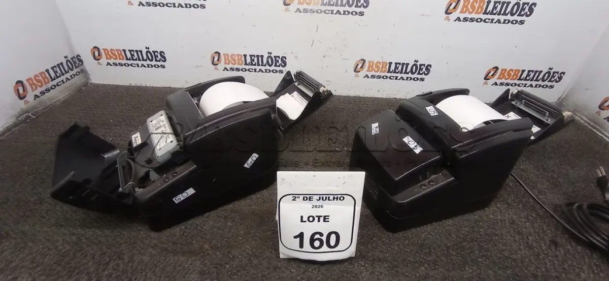 LOTE 160 - 02 IMPRESSORAS TÉRMICAS. (NO ESTADO) ATENÇÃO! FAZER A VISITAÇÃO ANTES DE ARREMATAR, NÃO SABEMOS SE FUNCIONA, LEILÃO NÃO TEM GARANTIA E NEM DEVOLUÇÃO, SUJEITO A POSSÍVEIS AVARIAS VISÍVEIS/OCULTAS E/OU AUSÊNCIA DE COMPONENTES.