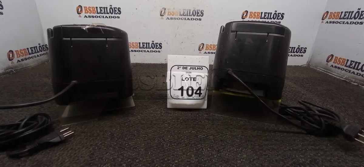 LOTE 104 - 02 IMPRESSORAS TÉRMICAS. (NO ESTADO) ATENÇÃO! FAZER A VISITAÇÃO ANTES DE ARREMATAR, NÃO SABEMOS SE FUNCIONA, LEILÃO NÃO TEM GARANTIA E NEM DEVOLUÇÃO, SUJEITO A POSSÍVEIS AVARIAS VISÍVEIS/OCULTAS E/OU AUSÊNCIA DE COMPONENTES.