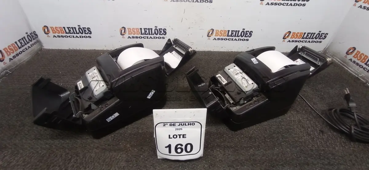LOTE 160 - 02 IMPRESSORAS TÉRMICAS. (NO ESTADO) ATENÇÃO! FAZER A VISITAÇÃO ANTES DE ARREMATAR, NÃO SABEMOS SE FUNCIONA, LEILÃO NÃO TEM GARANTIA E NEM DEVOLUÇÃO, SUJEITO A POSSÍVEIS AVARIAS VISÍVEIS/OCULTAS E/OU AUSÊNCIA DE COMPONENTES.