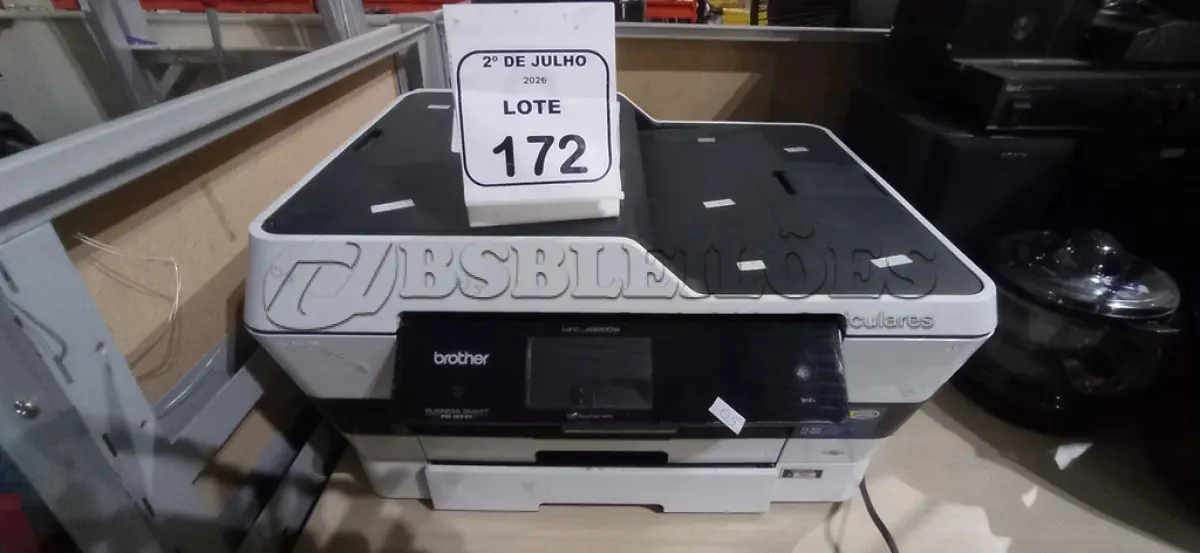 LOTE 172 - 01 IMPRESSORA MULTIFUNCIONAL MODELO MFC-J6920DN MARCA BROTHER. (NO ESTADO) ATENÇÃO! FAZER A VISITAÇÃO ANTES DE ARREMATAR, NÃO SABEMOS SE FUNCIONA, LEILÃO NÃO TEM GARANTIA E NEM DEVOLUÇÃO, SUJEITO A POSSÍVEIS AVARIAS VISÍVEIS/OCULTAS E/OU AUSÊNCIA DE COMPONENTES.