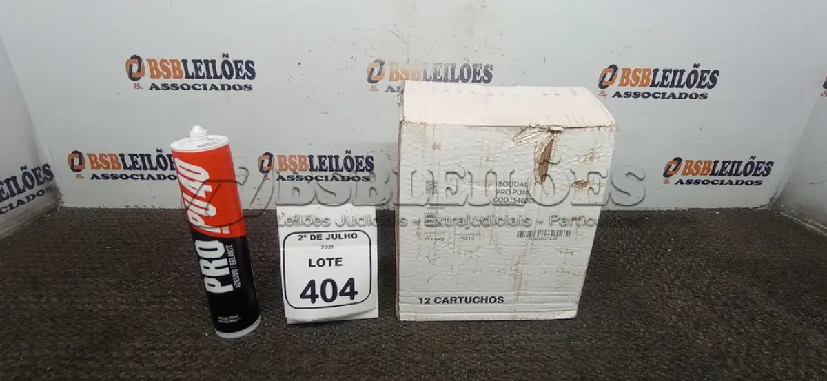 LOTE 404 - 12 ADESIVOS/SELANTE PU 40 230ML CADA. (NO ESTADO) ATENÇÃO! FAZER A VISITAÇÃO ANTES DE ARREMATAR, NÃO SABEMOS SE FUNCIONA, LEILÃO NÃO TEM GARANTIA E NEM DEVOLUÇÃO, SUJEITO A POSSÍVEIS AVARIAS VISÍVEIS/OCULTAS E/OU AUSÊNCIA DE COMPONENTES.