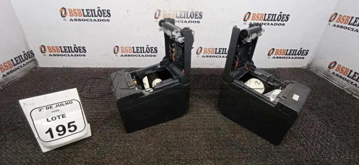 LOTE 195 - 02 IMPRESSORAS TÉRMICAS. (NO ESTADO) ATENÇÃO! FAZER A VISITAÇÃO ANTES DE ARREMATAR, NÃO SABEMOS SE FUNCIONA, LEILÃO NÃO TEM GARANTIA E NEM DEVOLUÇÃO, SUJEITO A POSSÍVEIS AVARIAS VISÍVEIS/OCULTAS E/OU AUSÊNCIA DE COMPONENTES.
