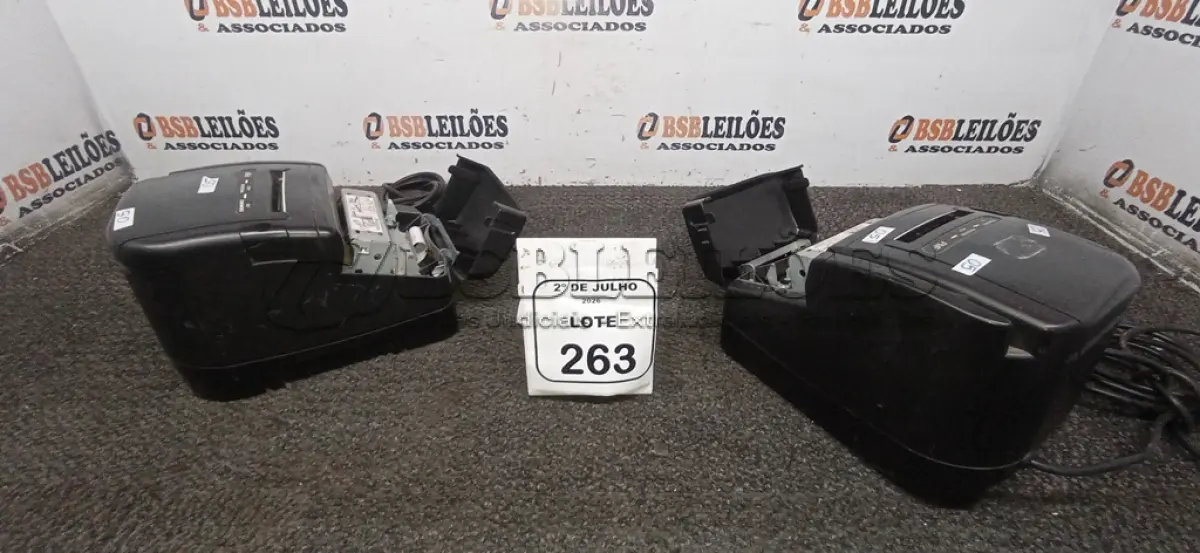 LOTE 263 - 02 IMPRESSORAS TÉRMICAS. (NO ESTADO) ATENÇÃO! FAZER A VISITAÇÃO ANTES DE ARREMATAR, NÃO SABEMOS SE FUNCIONA, LEILÃO NÃO TEM GARANTIA E NEM DEVOLUÇÃO, SUJEITO A POSSÍVEIS AVARIAS VISÍVEIS/OCULTAS E/OU AUSÊNCIA DE COMPONENTES.