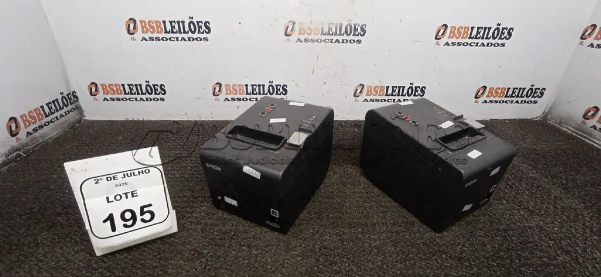 LOTE 195 - 02 IMPRESSORAS TÉRMICAS. (NO ESTADO) ATENÇÃO! FAZER A VISITAÇÃO ANTES DE ARREMATAR, NÃO SABEMOS SE FUNCIONA, LEILÃO NÃO TEM GARANTIA E NEM DEVOLUÇÃO, SUJEITO A POSSÍVEIS AVARIAS VISÍVEIS/OCULTAS E/OU AUSÊNCIA DE COMPONENTES.