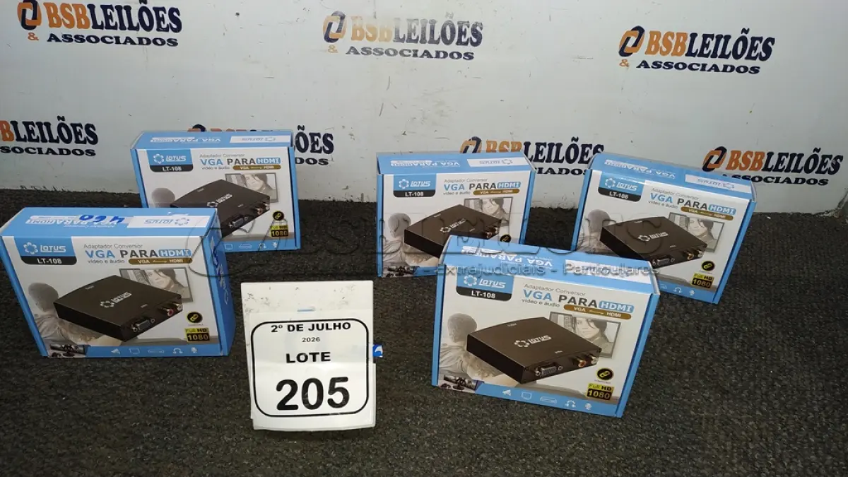 LOTE 205 - 05 ADAPTADORES CONVERSOR VGA PARA HDMI MARCA LOTUS. (NO ESTADO) ATENÇÃO! FAZER A VISITAÇÃO ANTES DE ARREMATAR, NÃO SABEMOS SE FUNCIONA, LEILÃO NÃO TEM GARANTIA E NEM DEVOLUÇÃO, SUJEITO A POSSÍVEIS AVARIAS VISÍVEIS/OCULTAS E/OU AUSÊNCIA DE COMPONENTES.
