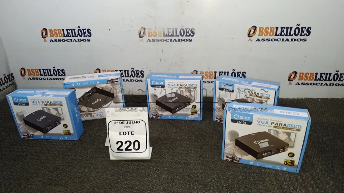 LOTE 220 - 05 ADAPTADORES CONVERSOR VGA PARA HDMI MARCA LOTUS. (NO ESTADO) ATENÇÃO! FAZER A VISITAÇÃO ANTES DE ARREMATAR, NÃO SABEMOS SE FUNCIONA, LEILÃO NÃO TEM GARANTIA E NEM DEVOLUÇÃO, SUJEITO A POSSÍVEIS AVARIAS VISÍVEIS/OCULTAS E/OU AUSÊNCIA DE COMPONENTES.