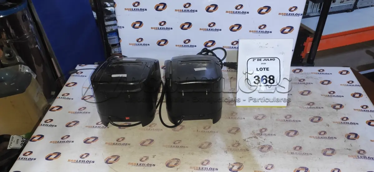 LOTE 368 - 02 IMPRESSORAS TÉRMICAS. (NO ESTADO) ATENÇÃO! FAZER A VISITAÇÃO ANTES DE ARREMATAR, NÃO SABEMOS SE FUNCIONA, LEILÃO NÃO TEM GARANTIA E NEM DEVOLUÇÃO, SUJEITO A POSSÍVEIS AVARIAS VISÍVEIS/OCULTAS E/OU AUSÊNCIA DE COMPONENTES.