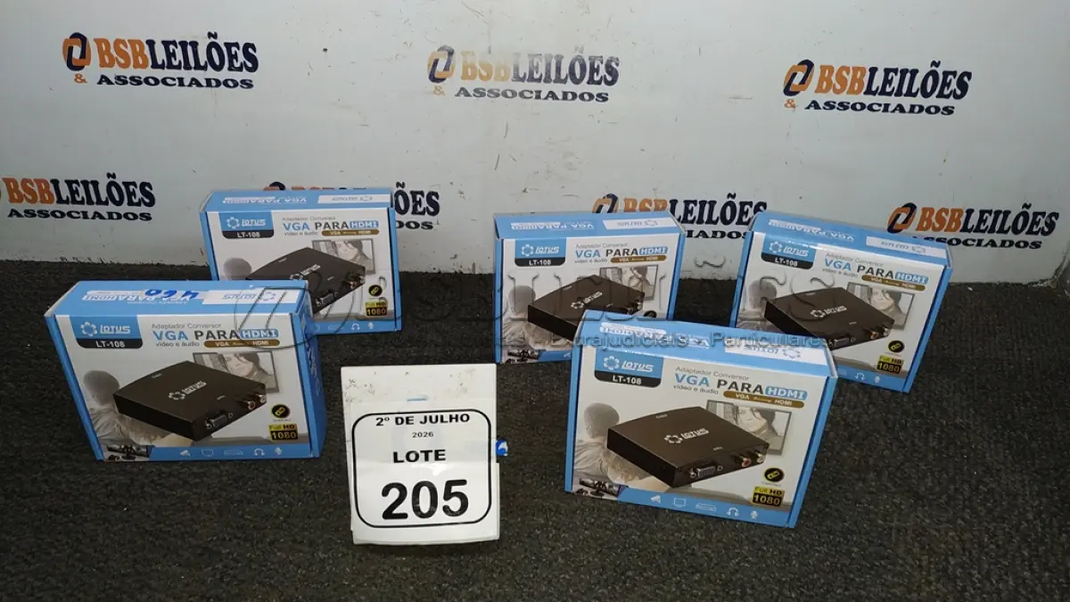 LOTE 205 - 05 ADAPTADORES CONVERSOR VGA PARA HDMI MARCA LOTUS. (NO ESTADO) ATENÇÃO! FAZER A VISITAÇÃO ANTES DE ARREMATAR, NÃO SABEMOS SE FUNCIONA, LEILÃO NÃO TEM GARANTIA E NEM DEVOLUÇÃO, SUJEITO A POSSÍVEIS AVARIAS VISÍVEIS/OCULTAS E/OU AUSÊNCIA DE COMPONENTES.