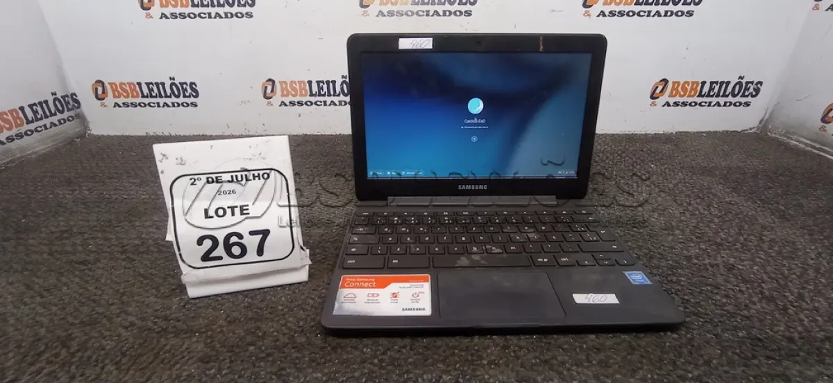 LOTE 267 - 01 CROMEBOOK LINHA CONNECT MEMÓRIA 2GB, 16GB E.MMC TELA DE 11.6’’ MARCA SAMSUNG SEM FONTE. (NO ESTADO) ATENÇÃO! FAZER A VISITAÇÃO ANTES DE ARREMATAR, NÃO SABEMOS SE FUNCIONA, LEILÃO NÃO TEM GARANTIA E NEM DEVOLUÇÃO, SUJEITO A POSSÍVEIS AVARIAS VISÍVEIS/OCULTAS E/OU AUSÊNCIA DE COMPONENTES.
