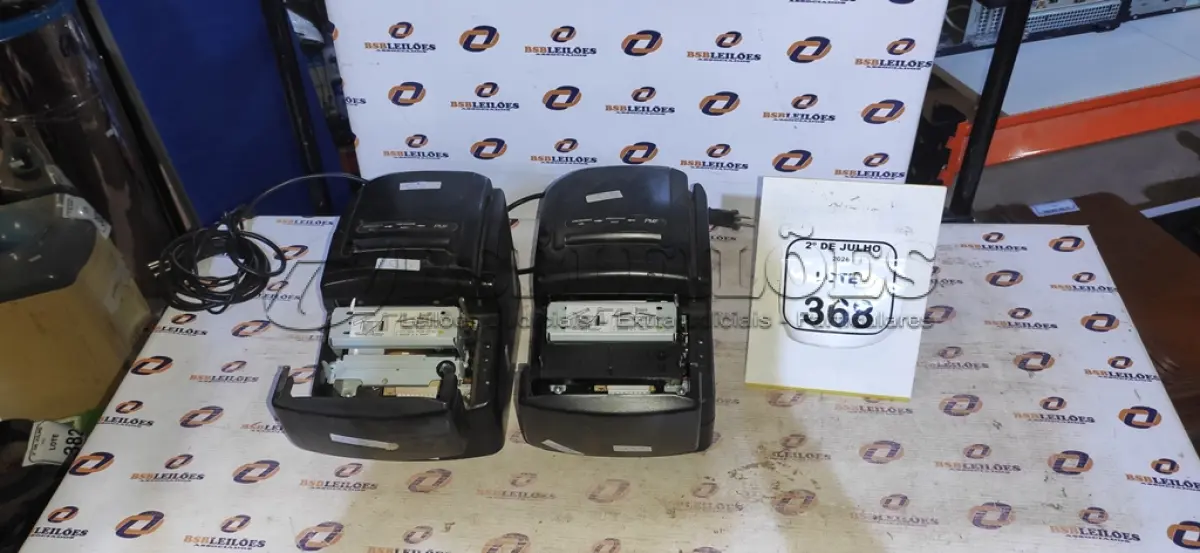 LOTE 368 - 02 IMPRESSORAS TÉRMICAS. (NO ESTADO) ATENÇÃO! FAZER A VISITAÇÃO ANTES DE ARREMATAR, NÃO SABEMOS SE FUNCIONA, LEILÃO NÃO TEM GARANTIA E NEM DEVOLUÇÃO, SUJEITO A POSSÍVEIS AVARIAS VISÍVEIS/OCULTAS E/OU AUSÊNCIA DE COMPONENTES.