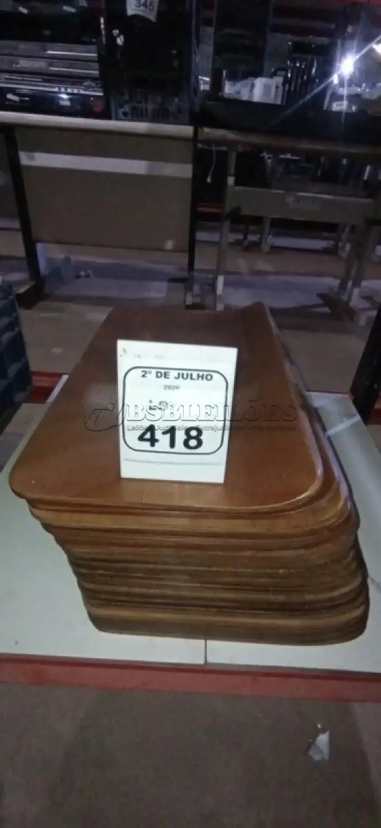 LOTE 418 - 20 PLACAS DE MADEIRA. (NO ESTADO) ATENÇÃO! FAZER A VISITAÇÃO ANTES DE ARREMATAR, NÃO SABEMOS SE FUNCIONA, LEILÃO NÃO TEM GARANTIA E NEM DEVOLUÇÃO, SUJEITO A POSSÍVEIS AVARIAS VISÍVEIS/OCULTAS E/OU AUSÊNCIA DE COMPONENTES.