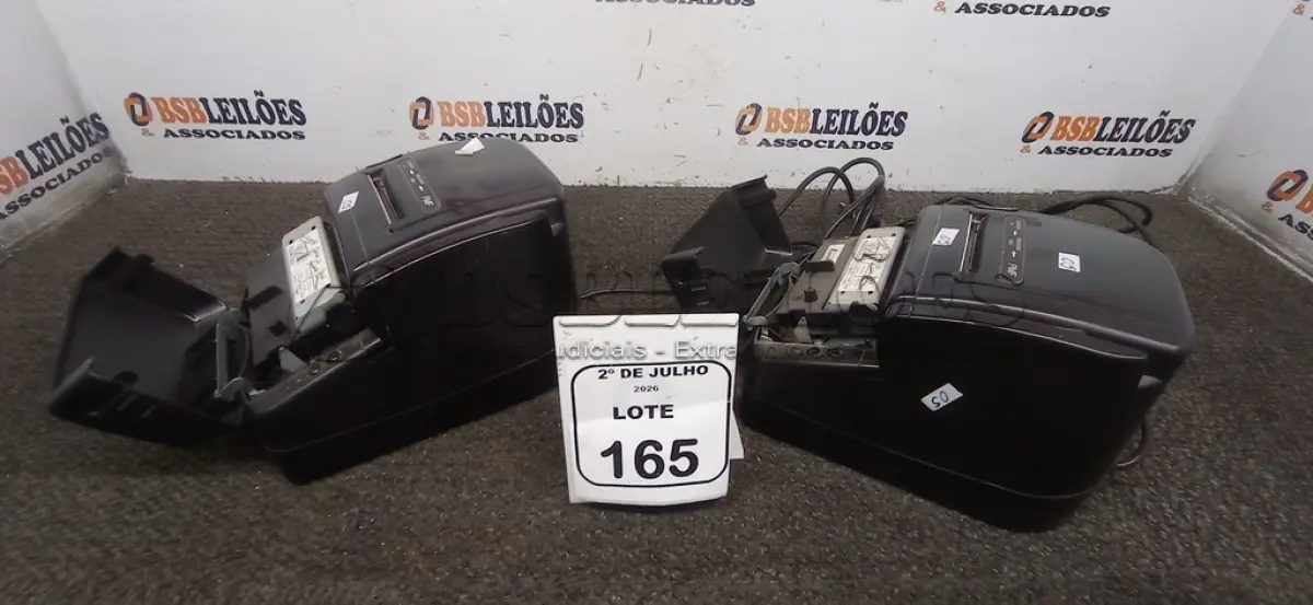 LOTE 165 - 02 IMPRESSORAS TÉRMICAS. (NO ESTADO) ATENÇÃO! FAZER A VISITAÇÃO ANTES DE ARREMATAR, NÃO SABEMOS SE FUNCIONA, LEILÃO NÃO TEM GARANTIA E NEM DEVOLUÇÃO, SUJEITO A POSSÍVEIS AVARIAS VISÍVEIS/OCULTAS E/OU AUSÊNCIA DE COMPONENTES.