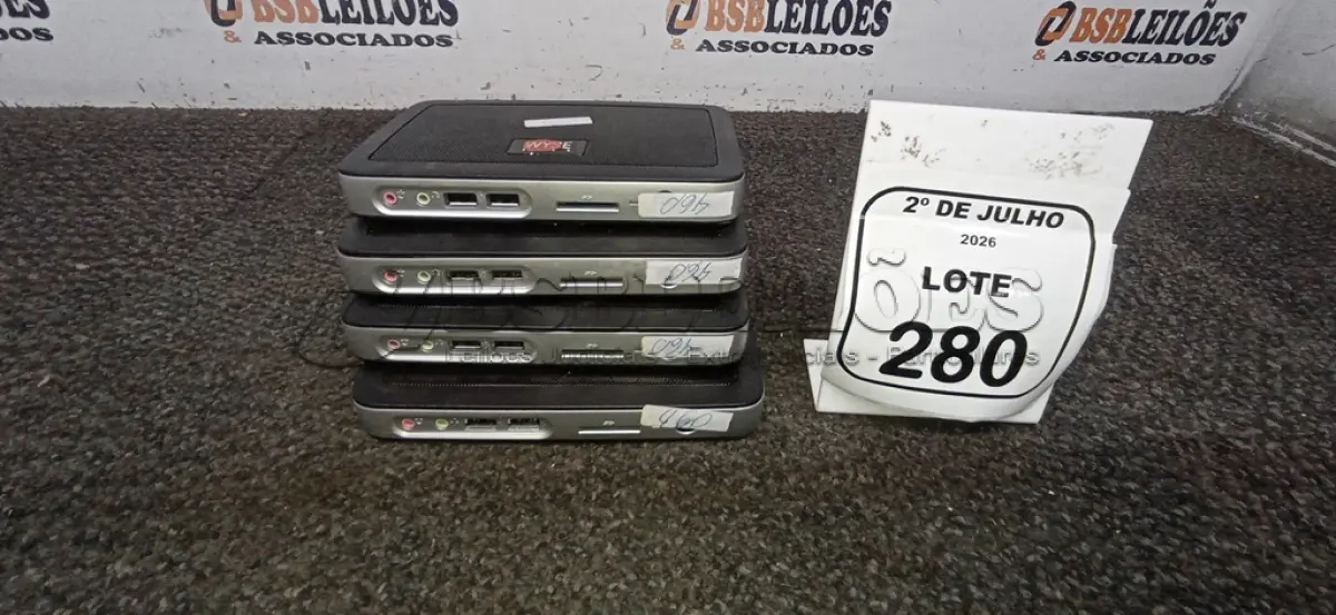 LOTE 280 - 04 MINIS COMPUTADORES TERMINAIS MARCA WYSE SEM FONTE. (NO ESTADO) ATENÇÃO! FAZER A VISITAÇÃO ANTES DE ARREMATAR, NÃO SABEMOS SE FUNCIONA, LEILÃO NÃO TEM GARANTIA E NEM DEVOLUÇÃO, SUJEITO A POSSÍVEIS AVARIAS VISÍVEIS/OCULTAS E/OU AUSÊNCIA DE COMPONENTES.