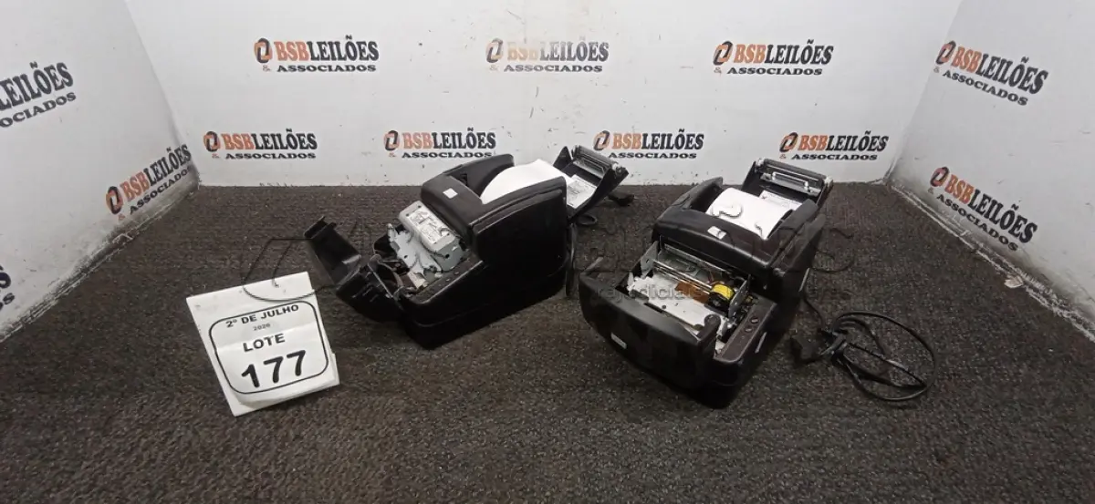 LOTE 177 - 02 IMPRESSORAS TÉRMICAS. (NO ESTADO) ATENÇÃO! FAZER A VISITAÇÃO ANTES DE ARREMATAR, NÃO SABEMOS SE FUNCIONA, LEILÃO NÃO TEM GARANTIA E NEM DEVOLUÇÃO, SUJEITO A POSSÍVEIS AVARIAS VISÍVEIS/OCULTAS E/OU AUSÊNCIA DE COMPONENTES.