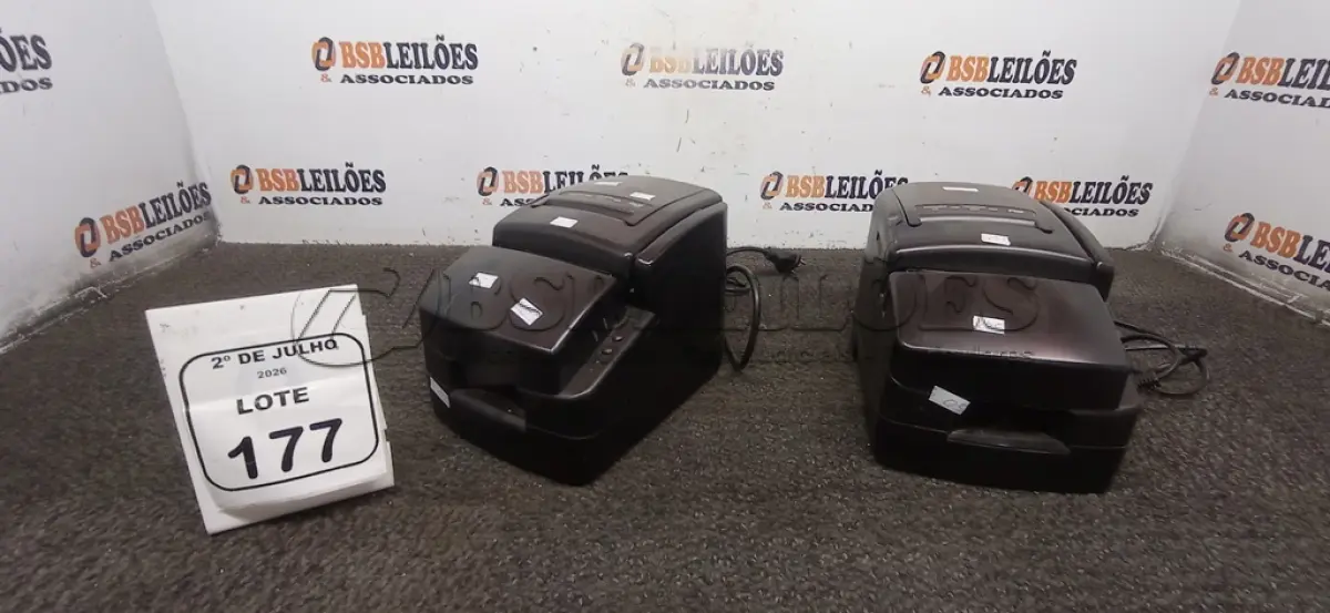 LOTE 177 - 02 IMPRESSORAS TÉRMICAS. (NO ESTADO) ATENÇÃO! FAZER A VISITAÇÃO ANTES DE ARREMATAR, NÃO SABEMOS SE FUNCIONA, LEILÃO NÃO TEM GARANTIA E NEM DEVOLUÇÃO, SUJEITO A POSSÍVEIS AVARIAS VISÍVEIS/OCULTAS E/OU AUSÊNCIA DE COMPONENTES.