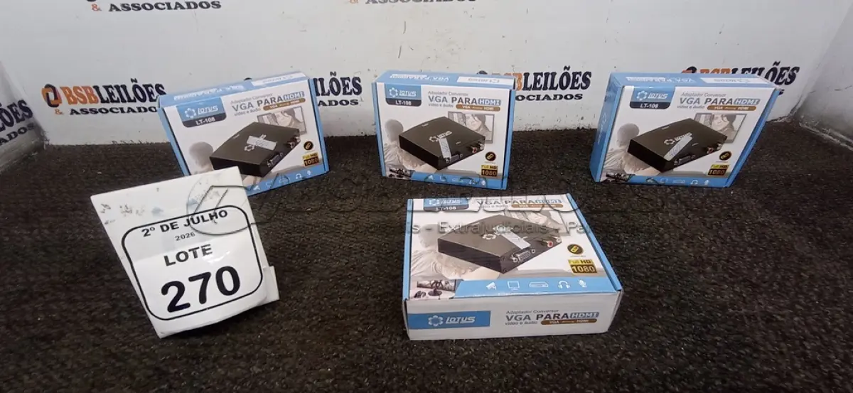 LOTE 270 - 04 ADAPTADORES CONVERSOR VGA PARA HDMI MARCA LOTUS. (NO ESTADO) ATENÇÃO! FAZER A VISITAÇÃO ANTES DE ARREMATAR, NÃO SABEMOS SE FUNCIONA, LEILÃO NÃO TEM GARANTIA E NEM DEVOLUÇÃO, SUJEITO A POSSÍVEIS AVARIAS VISÍVEIS/OCULTAS E/OU AUSÊNCIA DE COMPONENTES.