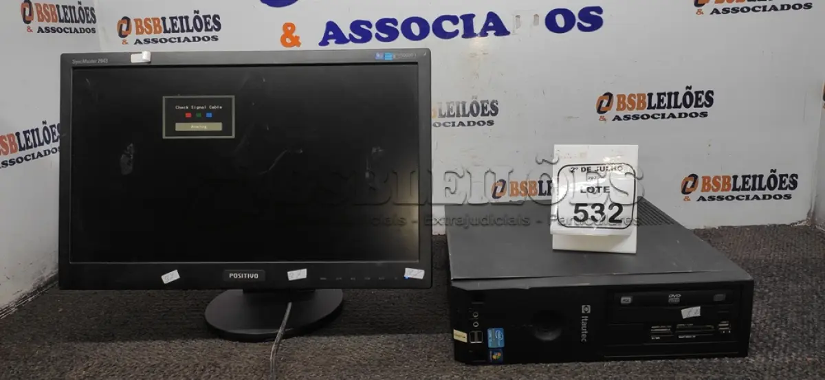 LOTE 532 - 01 MONITOR MARCA POSITIVO E 01 CPU MARCA ITAUTEC. (NO ESTADO) ATENÇÃO! FAZER A VISITAÇÃO ANTES DE ARREMATAR, NÃO SABEMOS SE FUNCIONA, LEILÃO NÃO TEM GARANTIA E NEM DEVOLUÇÃO, SUJEITO A POSSÍVEIS AVARIAS VISÍVEIS/OCULTAS E/OU AUSÊNCIA DE COMPONENTES.