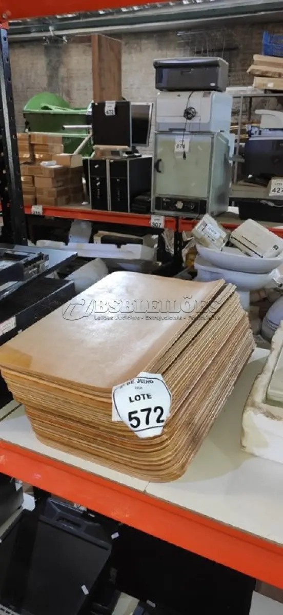 LOTE 572 - 20 PLACAS DE MADEIRA. (NO ESTADO) ATENÇÃO! FAZER A VISITAÇÃO ANTES DE ARREMATAR, NÃO SABEMOS SE FUNCIONA, LEILÃO NÃO TEM GARANTIA E NEM DEVOLUÇÃO, SUJEITO A POSSÍVEIS AVARIAS VISÍVEIS/OCULTAS E/OU AUSÊNCIA DE COMPONENTES.