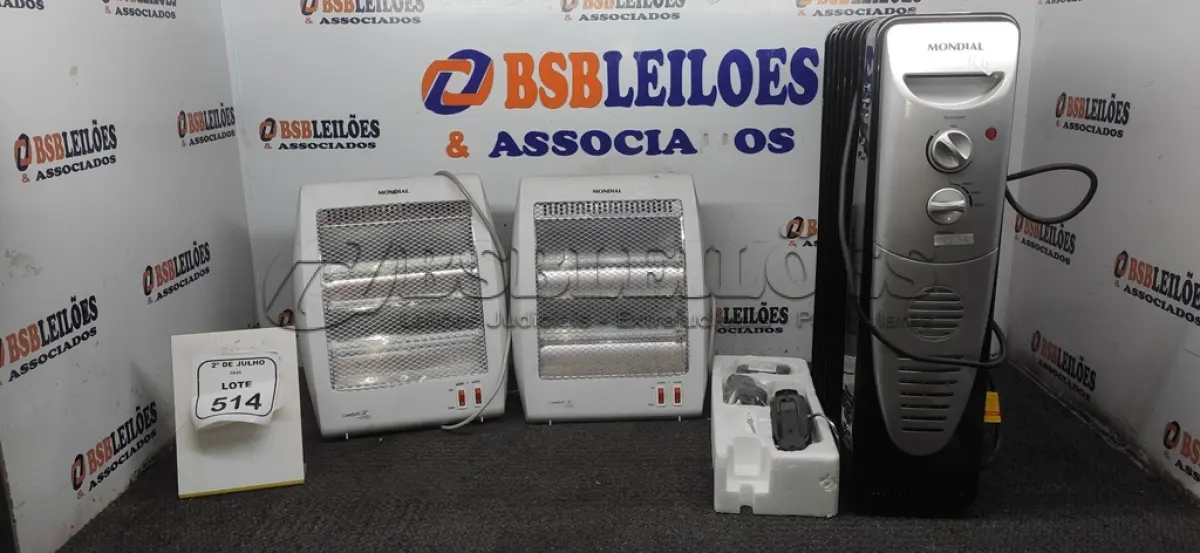 LOTE 514 - 03 AQUECEDORES DE MODELOS DIVERSOS MARCA MONDIAL. (NO ESTADO) ATENÇÃO! FAZER A VISITAÇÃO ANTES DE ARREMATAR, NÃO SABEMOS SE FUNCIONA, LEILÃO NÃO TEM GARANTIA E NEM DEVOLUÇÃO, SUJEITO A POSSÍVEIS AVARIAS VISÍVEIS/OCULTAS E/OU AUSÊNCIA DE COMPONENTES.