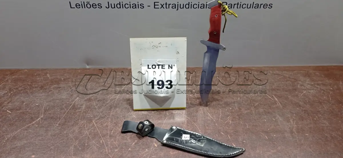 LOTE 193 - 01 FACA TÁTICA FULL TANG 30CM COM FIEL NO GOMO CABO DE MADEIRA E BAINHA EM COURO SINTÉTICO. (NO ESTADO) ATENÇÃO! FAZER A VISITAÇÃO ANTES DE ARREMATAR, NÃO SABEMOS SE FUNCIONA, LEILÃO NÃO TEM GARANTIA E NEM DEVOLUÇÃO, SUJEITO A POSSÍVEIS AVARIAS VISÍVEIS/OCULTAS E/OU AUSÊNCIA DE COMPONENTES.