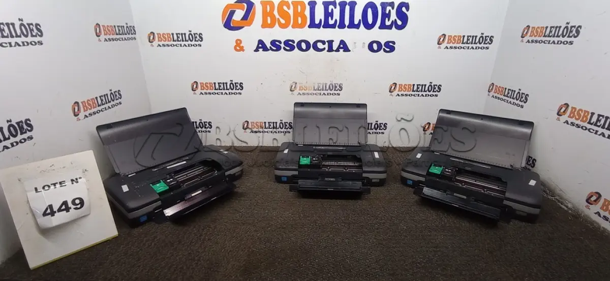 LOTE 449 - 03 IMPRESSORAS HP VIA BLUETOOTH.  (NO ESTADO) ATENÇÃO! FAZER A VISITAÇÃO ANTES DE ARREMATAR, NÃO SABEMOS SE FUNCIONA, LEILÃO NÃO TEM GARANTIA E NEM DEVOLUÇÃO, SUJEITO A POSSÍVEIS AVARIAS VISÍVEIS/OCULTAS E/OU AUSÊNCIA DE COMPONENTES.