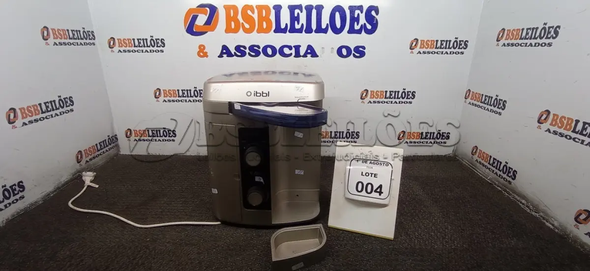 LOTE 004 - 01 PURIFICADOR DE ÁGUA MARCA IBBL. (NO ESTADO) ATENÇÃO! FAZER A VISITAÇÃO ANTES DE ARREMATAR, NÃO SABEMOS SE FUNCIONA, LEILÃO NÃO TEM GARANTIA E NEM DEVOLUÇÃO, SUJEITO A POSSÍVEIS AVARIAS VISÍVEIS/OCULTAS E/OU AUSÊNCIA DE COMPONENTES.