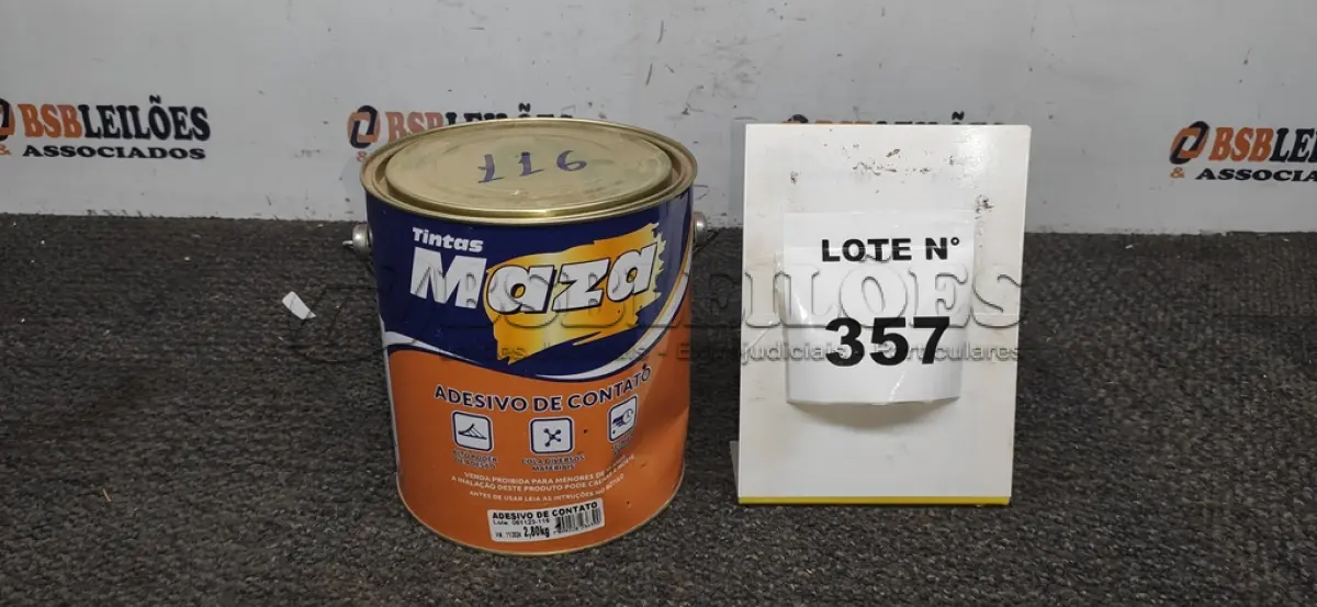 LOTE 357 -  01 LATA DE 2,80KG DE ADESIVO DE CONTATO.  (NO ESTADO) ATENÇÃO! FAZER A VISITAÇÃO ANTES DE ARREMATAR, NÃO SABEMOS SE FUNCIONA, LEILÃO NÃO TEM GARANTIA E NEM DEVOLUÇÃO, SUJEITO A POSSÍVEIS AVARIAS VISÍVEIS/OCULTAS E/OU AUSÊNCIA DE COMPONENTES.
