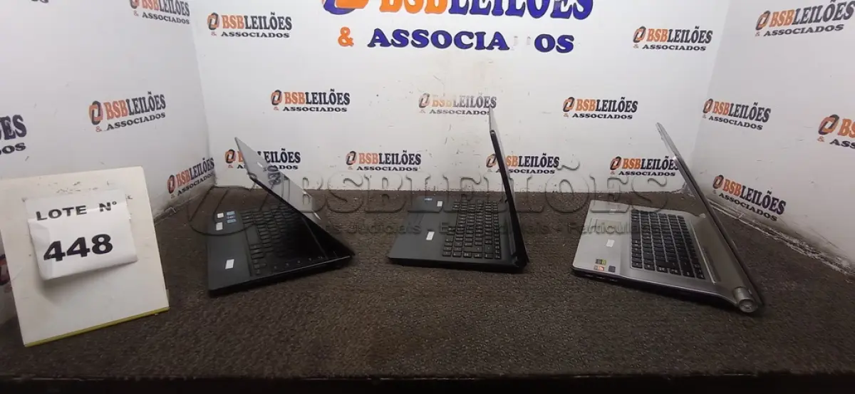 LOTE 448 - 03 NOTEBOOKS MARCAS DIVERSAS. (NO ESTADO) ATENÇÃO! FAZER A VISITAÇÃO ANTES DE ARREMATAR, NÃO SABEMOS SE FUNCIONA, LEILÃO NÃO TEM GARANTIA E NEM DEVOLUÇÃO, SUJEITO A POSSÍVEIS AVARIAS VISÍVEIS/OCULTAS E/OU AUSÊNCIA DE COMPONENTES.