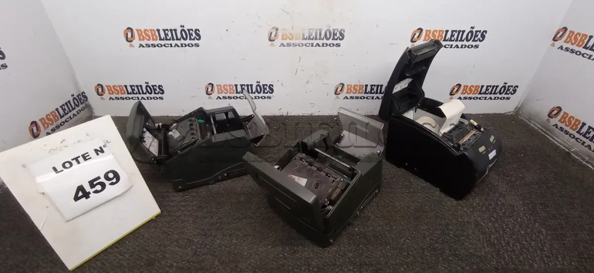 LOTE 459 - 03 IMPRESSORAS TÊRMICAS BEMATECH.  (NO ESTADO) ATENÇÃO! FAZER A VISITAÇÃO ANTES DE ARREMATAR, NÃO SABEMOS SE FUNCIONA, LEILÃO NÃO TEM GARANTIA E NEM DEVOLUÇÃO, SUJEITO A POSSÍVEIS AVARIAS VISÍVEIS/OCULTAS E/OU AUSÊNCIA DE COMPONENTES.