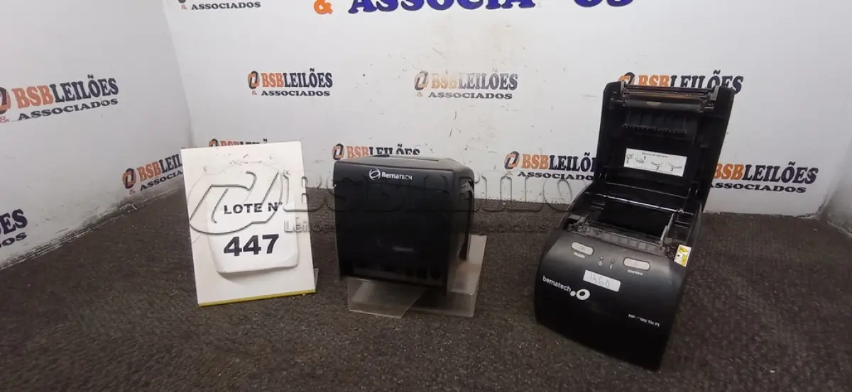LOTE 447 -  02 IMPRESSORAS TÊRMICAS BEMATECH.  (NO ESTADO) ATENÇÃO! FAZER A VISITAÇÃO ANTES DE ARREMATAR, NÃO SABEMOS SE FUNCIONA, LEILÃO NÃO TEM GARANTIA E NEM DEVOLUÇÃO, SUJEITO A POSSÍVEIS AVARIAS VISÍVEIS/OCULTAS E/OU AUSÊNCIA DE COMPONENTES.