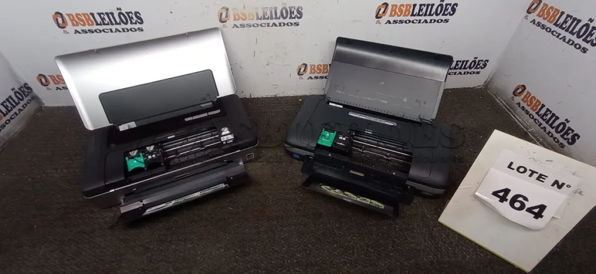 LOTE 464 -  02 IMPRESSORAS HP VIA BLUETOOTH.  (NO ESTADO) ATENÇÃO! FAZER A VISITAÇÃO ANTES DE ARREMATAR, NÃO SABEMOS SE FUNCIONA, LEILÃO NÃO TEM GARANTIA E NEM DEVOLUÇÃO, SUJEITO A POSSÍVEIS AVARIAS VISÍVEIS/OCULTAS E/OU AUSÊNCIA DE COMPONENTES.