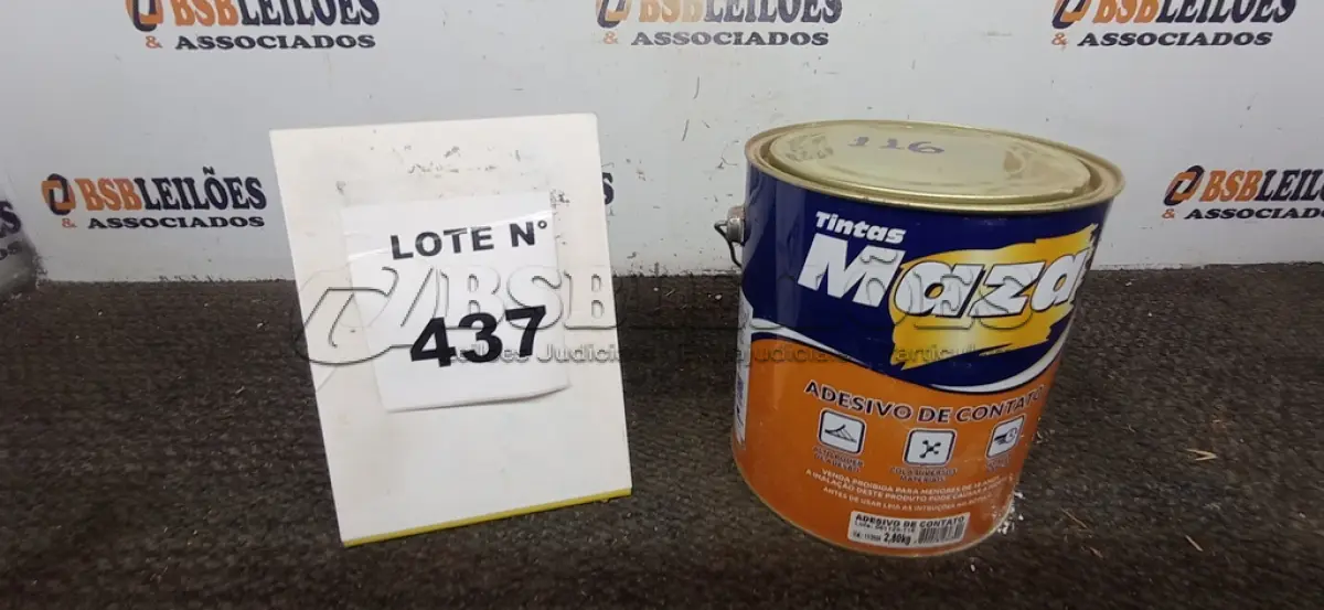 LOTE 437 -  01 LATA DE 2,80KG DE ADESIVO DE CONTATO.  (NO ESTADO) ATENÇÃO! FAZER A VISITAÇÃO ANTES DE ARREMATAR, NÃO SABEMOS SE FUNCIONA, LEILÃO NÃO TEM GARANTIA E NEM DEVOLUÇÃO, SUJEITO A POSSÍVEIS AVARIAS VISÍVEIS/OCULTAS E/OU AUSÊNCIA DE COMPONENTES.