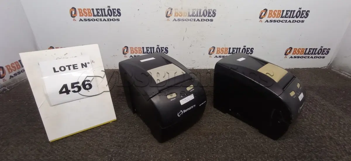 LOTE 456 - 02 IMPRESSORAS TÊRMICAS BEMATECH.  (NO ESTADO) ATENÇÃO! FAZER A VISITAÇÃO ANTES DE ARREMATAR, NÃO SABEMOS SE FUNCIONA, LEILÃO NÃO TEM GARANTIA E NEM DEVOLUÇÃO, SUJEITO A POSSÍVEIS AVARIAS VISÍVEIS/OCULTAS E/OU AUSÊNCIA DE COMPONENTES.