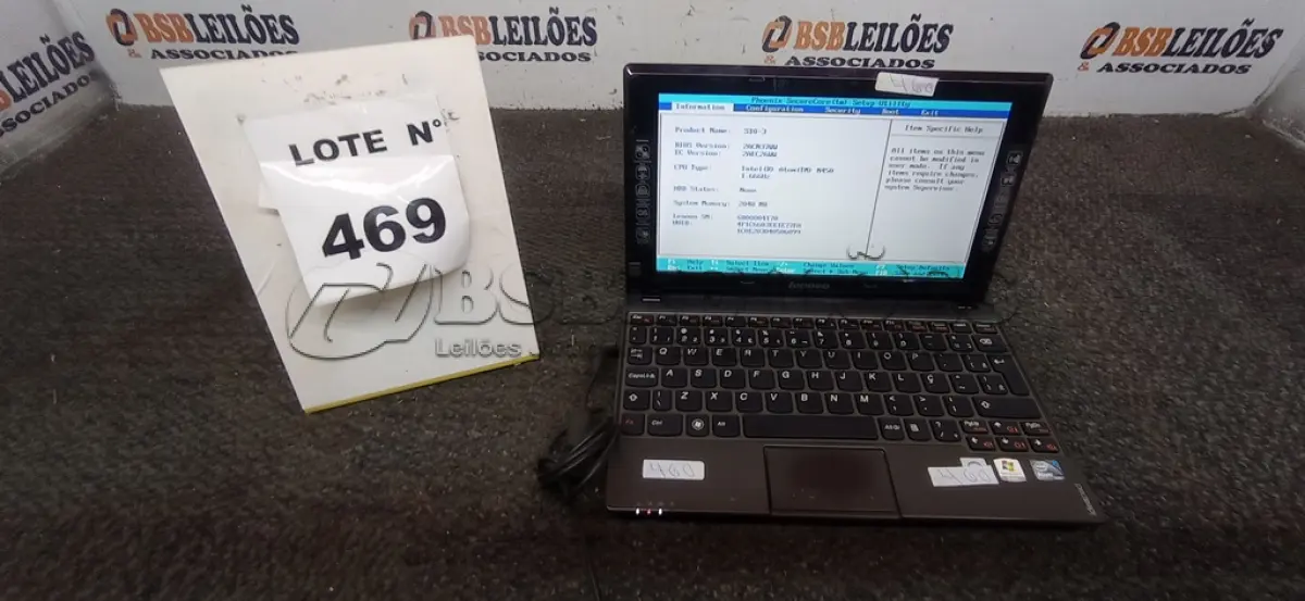 LOTE 469 - 01 NETEBOOK LENOVO SEM FONTE. (NO ESTADO) ATENÇÃO! FAZER A VISITAÇÃO ANTES DE ARREMATAR, NÃO SABEMOS SE FUNCIONA, LEILÃO NÃO TEM GARANTIA E NEM DEVOLUÇÃO, SUJEITO A POSSÍVEIS AVARIAS VISÍVEIS/OCULTAS E/OU AUSÊNCIA DE COMPONENTES.