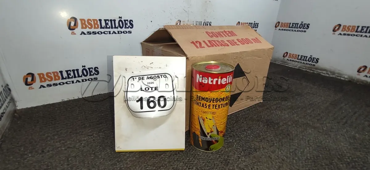 LOTE 160 - 01 CAIXA COM 12 REMOVEDORES DE TINTAS E TEXTURAS DE 900ML CADA. (NO ESTADO) ATENÇÃO! FAZER A VISITAÇÃO ANTES DE ARREMATAR, NÃO SABEMOS SE FUNCIONA, LEILÃO NÃO TEM GARANTIA E NEM DEVOLUÇÃO, SUJEITO A POSSÍVEIS AVARIAS VISÍVEIS/OCULTAS E/OU AUSÊNCIA DE COMPONENTES.