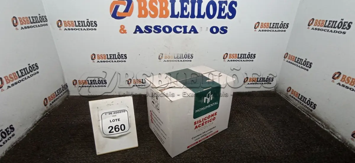 LOTE 260 - 01 CAIXA COM 24 SILICONES ACÉTICO INCOLOR DE 240G CADA MARCA MONUMENTAL. (NO ESTADO) ATENÇÃO! FAZER A VISITAÇÃO ANTES DE ARREMATAR, NÃO SABEMOS SE FUNCIONA, LEILÃO NÃO TEM GARANTIA E NEM DEVOLUÇÃO, SUJEITO A POSSÍVEIS AVARIAS VISÍVEIS/OCULTAS E/OU AUSÊNCIA DE COMPONENTES.