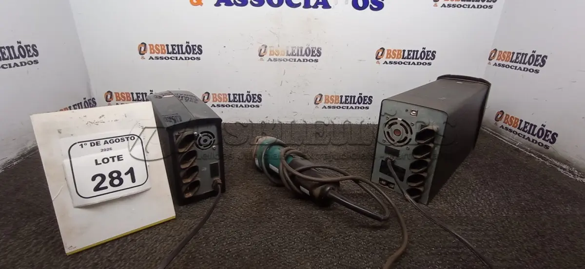 LOTE 281 - 01 ESMERILHADEIRA MARCA MAKITA E 02 NOBREAKS DE MARCAS E MODELOS DIVERSOS. (NO ESTADO) ATENÇÃO! FAZER A VISITAÇÃO ANTES DE ARREMATAR, NÃO SABEMOS SE FUNCIONA, LEILÃO NÃO TEM GARANTIA E NEM DEVOLUÇÃO, SUJEITO A POSSÍVEIS AVARIAS VISÍVEIS/OCULTAS E/OU AUSÊNCIA DE COMPONENTES.