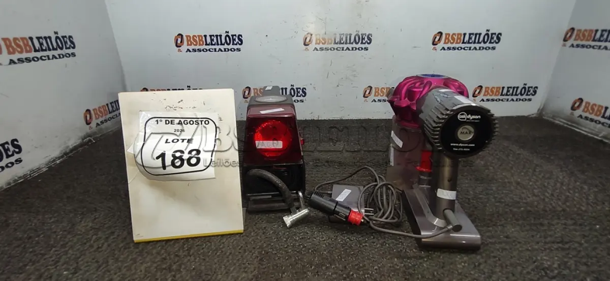 LOTE 188 - 01 COMPRESSOR DE AR 12V MODELO 250PDSI E 01 ASPIRADOR DE PÓ. (NO ESTADO) ATENÇÃO! FAZER A VISITAÇÃO ANTES DE ARREMATAR, NÃO SABEMOS SE FUNCIONA, LEILÃO NÃO TEM GARANTIA E NEM DEVOLUÇÃO, SUJEITO A POSSÍVEIS AVARIAS VISÍVEIS/OCULTAS E/OU AUSÊNCIA DE COMPONENTES.