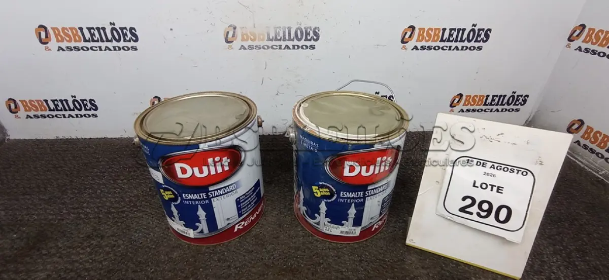 LOTE 290 - 02 LATAS DE ESMALTE STANDARD COR BASE PASTEL BRILHANTE DE 3,2L MARCA RENNER. (NO ESTADO) ATENÇÃO! FAZER A VISITAÇÃO ANTES DE ARREMATAR, NÃO SABEMOS SE FUNCIONA, LEILÃO NÃO TEM GARANTIA E NEM DEVOLUÇÃO, SUJEITO A POSSÍVEIS AVARIAS VISÍVEIS/OCULTAS E/OU AUSÊNCIA DE COMPONENTES.
