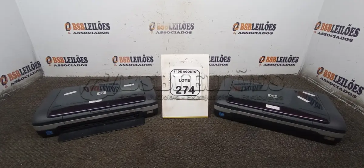 LOTE 274 - 02 IMPRESSORAS PORTÁTEIS MODELO OFFICEJET H470. (NO ESTADO) ATENÇÃO! FAZER A VISITAÇÃO ANTES DE ARREMATAR, NÃO SABEMOS SE FUNCIONA, LEILÃO NÃO TEM GARANTIA E NEM DEVOLUÇÃO, SUJEITO A POSSÍVEIS AVARIAS VISÍVEIS/OCULTAS E/OU AUSÊNCIA DE COMPONENTES.