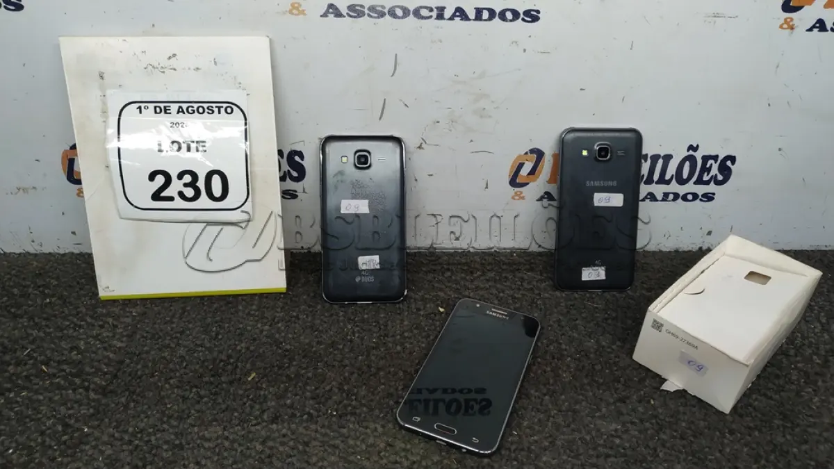 LOTE 230 - 03 CELULARES SAMSUNG MODELO J5. (NO ESTADO) ATENÇÃO! FAZER A VISITAÇÃO ANTES DE ARREMATAR, NÃO SABEMOS SE FUNCIONA, LEILÃO NÃO TEM GARANTIA E NEM DEVOLUÇÃO, SUJEITO A POSSÍVEIS AVARIAS VISÍVEIS/OCULTAS E/OU AUSÊNCIA DE COMPONENTES.
