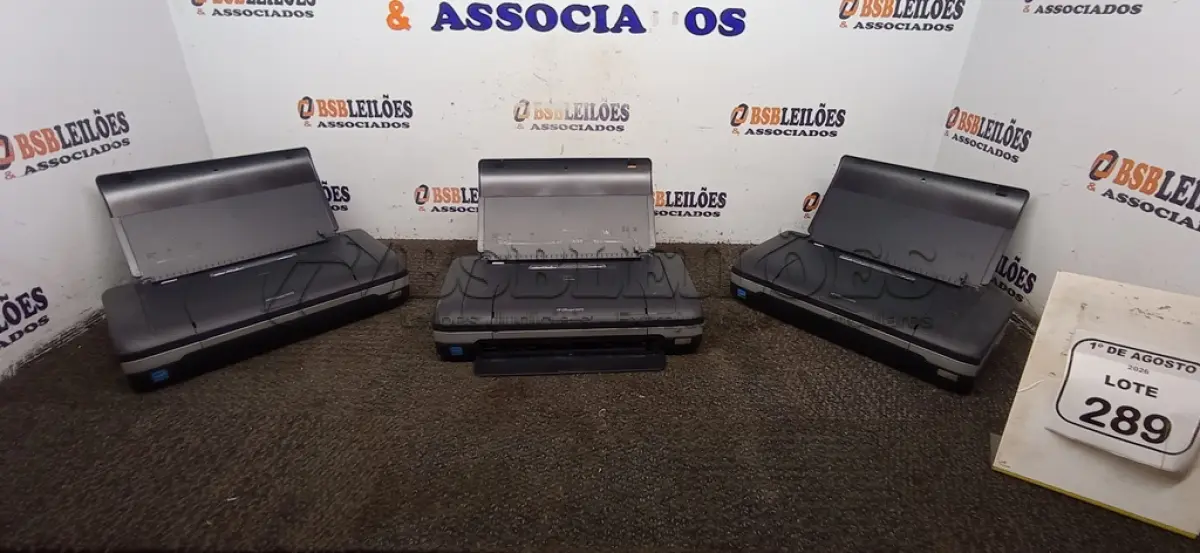 LOTE 289 - 02 IMPRESSORAS PORTÁTEIS MODELO OFFICEJET H470. (NO ESTADO) ATENÇÃO! FAZER A VISITAÇÃO ANTES DE ARREMATAR, NÃO SABEMOS SE FUNCIONA, LEILÃO NÃO TEM GARANTIA E NEM DEVOLUÇÃO, SUJEITO A POSSÍVEIS AVARIAS VISÍVEIS/OCULTAS E/OU AUSÊNCIA DE COMPONENTES.