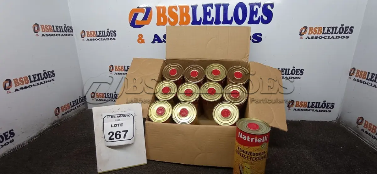 LOTE 267 - 01 CAIXA COM 12 REMOVEDORES DE TINTAS E TEXTURAS DE 900ML CADA. (NO ESTADO) ATENÇÃO! FAZER A VISITAÇÃO ANTES DE ARREMATAR, NÃO SABEMOS SE FUNCIONA, LEILÃO NÃO TEM GARANTIA E NEM DEVOLUÇÃO, SUJEITO A POSSÍVEIS AVARIAS VISÍVEIS/OCULTAS E/OU AUSÊNCIA DE COMPONENTES.