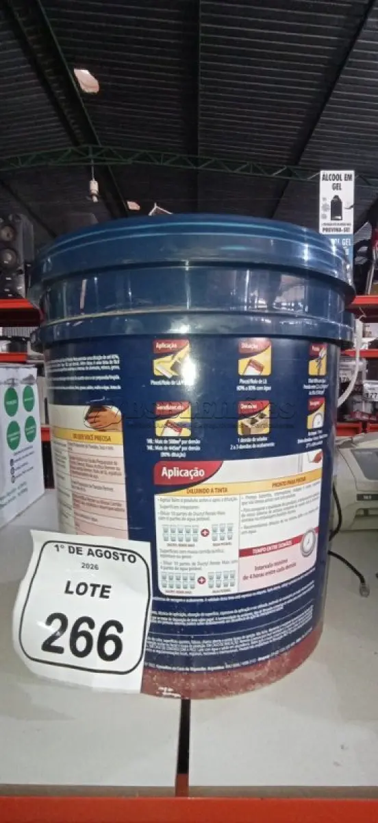 LOTE 266 - 01 BALDE DE TINTA ACRÍLICA NA COR CÉU VERÃO FOSCO DE 18L MARCA DUCRYL. (NO ESTADO) ATENÇÃO! FAZER A VISITAÇÃO ANTES DE ARREMATAR, NÃO SABEMOS SE FUNCIONA, LEILÃO NÃO TEM GARANTIA E NEM DEVOLUÇÃO, SUJEITO A POSSÍVEIS AVARIAS VISÍVEIS/OCULTAS E/OU AUSÊNCIA DE COMPONENTES.