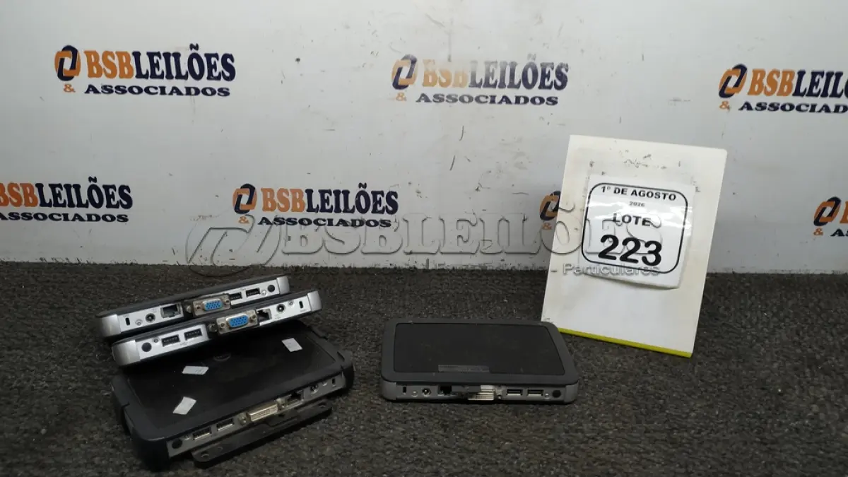 LOTE 223 - 04 MINIS PC MODELO WYSE MARCA DELL. (NO ESTADO) ATENÇÃO! FAZER A VISITAÇÃO ANTES DE ARREMATAR, NÃO SABEMOS SE FUNCIONA, LEILÃO NÃO TEM GARANTIA E NEM DEVOLUÇÃO, SUJEITO A POSSÍVEIS AVARIAS VISÍVEIS/OCULTAS E/OU AUSÊNCIA DE COMPONENTES.