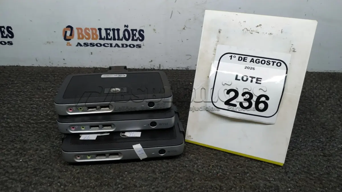 LOTE 236 - 03 MINIS PC MODELO WYSE MARCA DELL. (NO ESTADO) ATENÇÃO! FAZER A VISITAÇÃO ANTES DE ARREMATAR, NÃO SABEMOS SE FUNCIONA, LEILÃO NÃO TEM GARANTIA E NEM DEVOLUÇÃO, SUJEITO A POSSÍVEIS AVARIAS VISÍVEIS/OCULTAS E/OU AUSÊNCIA DE COMPONENTES.
