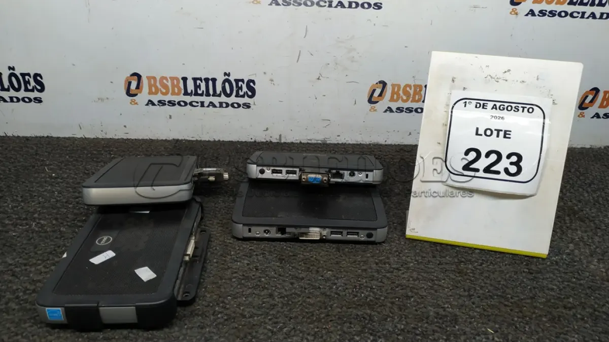 LOTE 223 - 04 MINIS PC MODELO WYSE MARCA DELL. (NO ESTADO) ATENÇÃO! FAZER A VISITAÇÃO ANTES DE ARREMATAR, NÃO SABEMOS SE FUNCIONA, LEILÃO NÃO TEM GARANTIA E NEM DEVOLUÇÃO, SUJEITO A POSSÍVEIS AVARIAS VISÍVEIS/OCULTAS E/OU AUSÊNCIA DE COMPONENTES.