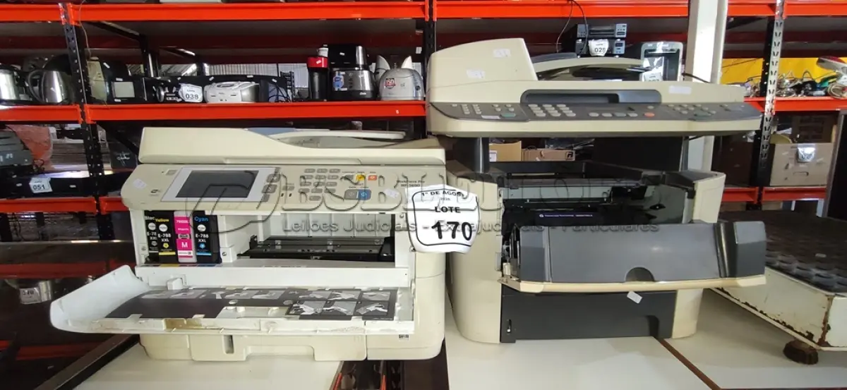 LOTE 170 - 01 IMPRESSORA MODELO WF-5690 MARCA EPSON 01 IMPRESSORA MODELO LASERJET 3390 MARCA HP. (NO ESTADO) ATENÇÃO! FAZER A VISITAÇÃO ANTES DE ARREMATAR, NÃO SABEMOS SE FUNCIONA, LEILÃO NÃO TEM GARANTIA E NEM DEVOLUÇÃO, SUJEITO A POSSÍVEIS AVARIAS VISÍVEIS/OCULTAS E/OU AUSÊNCIA DE COMPONENTES.